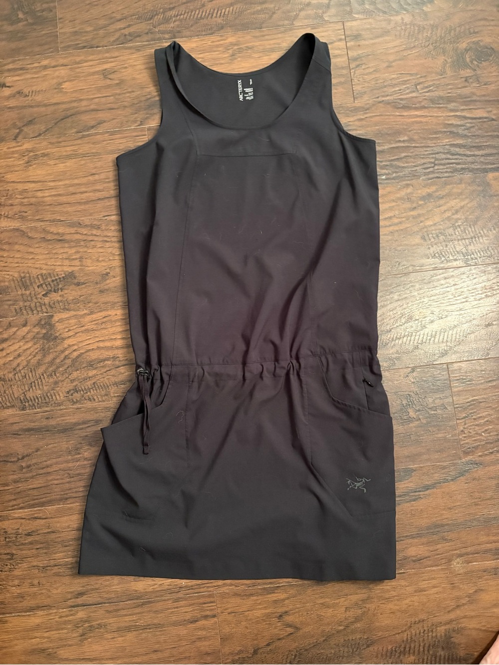 Arc'teryx Black Tank-Style Active Mini Dress with Drawcord Waist